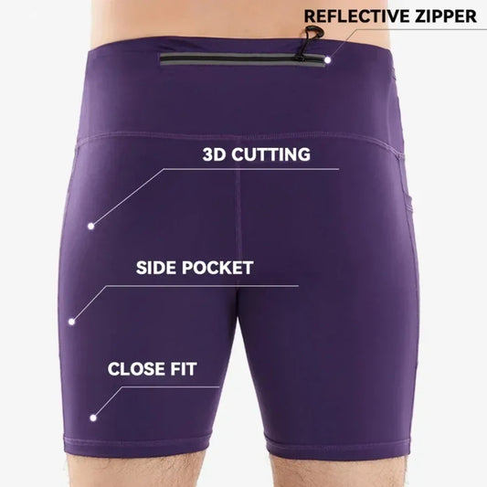 (Mul-Pockets Compression Shorts 3.0)Men Marathon Running Shorts Quick Dry Exercise Training Jogging Cycling Fitness Tight Shorts