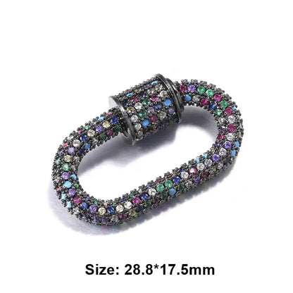 JUYA Luxury Pave Zircon Carabiner Clasps Spiral Lock Fastener Full Diamond Charms For DIY Fashion Jewelry Supplies Accessories