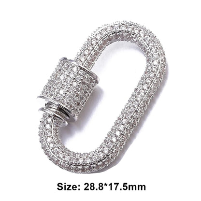 JUYA Luxury Pave Zircon Carabiner Clasps Spiral Lock Fastener Full Diamond Charms For DIY Fashion Jewelry Supplies Accessories