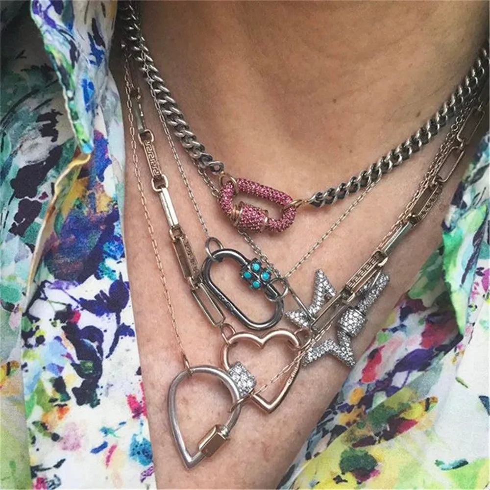 JUYA Luxury Pave Zircon Carabiner Clasps Spiral Lock Fastener Full Diamond Charms For DIY Fashion Jewelry Supplies Accessories